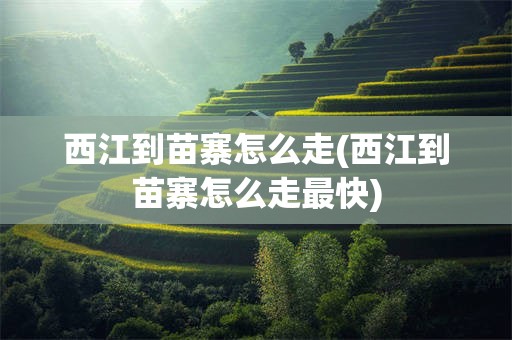 西江到苗寨怎么走(西江到苗寨怎么走最快)