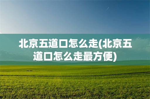 北京五道口怎么走(北京五道口怎么走最方便)
