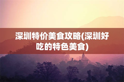 深圳特价美食攻略(深圳好吃的特色美食)