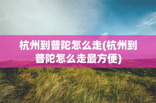 杭州到普陀怎么走(杭州到普陀怎么走最方便)