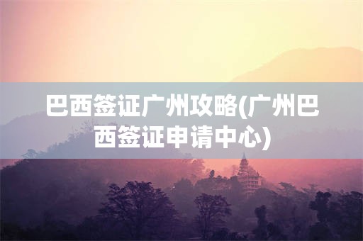 巴西签证广州攻略(广州巴西签证申请中心)