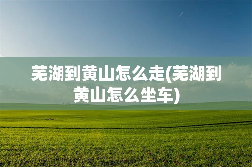 芜湖到黄山怎么走(芜湖到黄山怎么坐车)