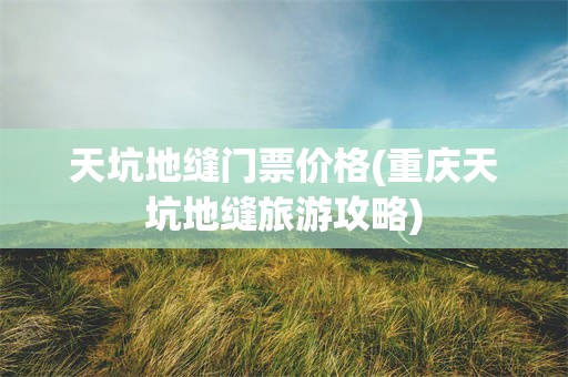 天坑地缝门票价格(重庆天坑地缝旅游攻略)