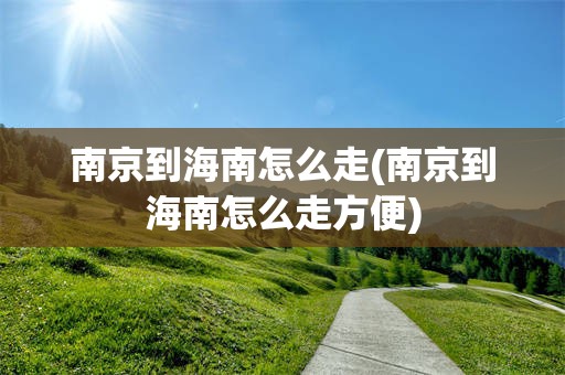 南京到海南怎么走(南京到海南怎么走方便)