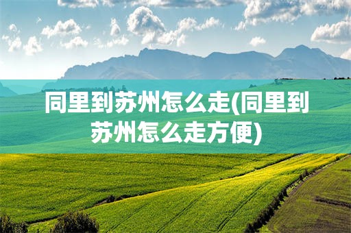 同里到苏州怎么走(同里到苏州怎么走方便)