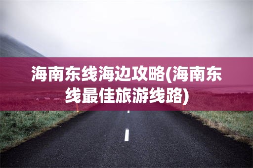 海南东线海边攻略(海南东线最佳旅游线路)