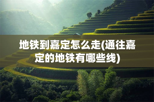 地铁到嘉定怎么走(通往嘉定的地铁有哪些线)