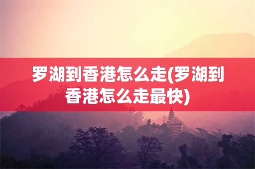 罗湖到香港怎么走(罗湖到香港怎么走最快)