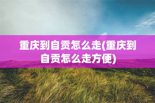重庆到自贡怎么走(重庆到自贡怎么走方便)