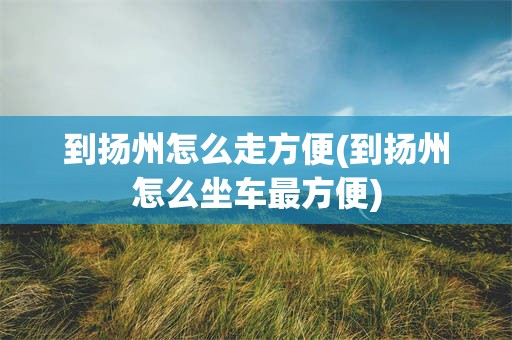 到扬州怎么走方便(到扬州怎么坐车最方便)