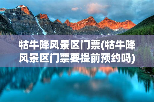牯牛降风景区门票(牯牛降风景区门票要提前预约吗)