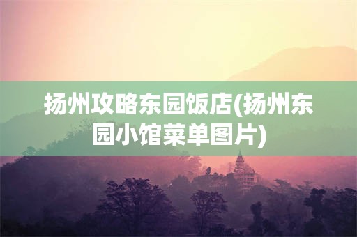 扬州攻略东园饭店(扬州东园小馆菜单图片)