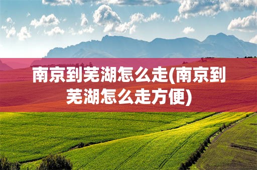 南京到芜湖怎么走(南京到芜湖怎么走方便)