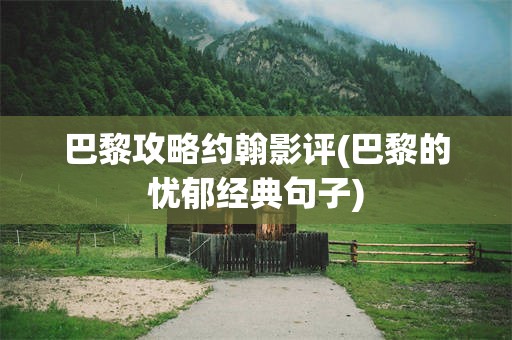 巴黎攻略约翰影评(巴黎的忧郁经典句子)