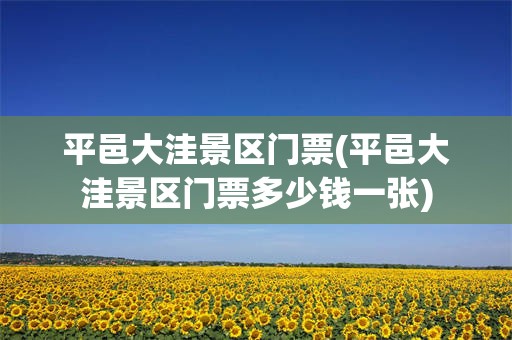 平邑大洼景区门票(平邑大洼景区门票多少钱一张)