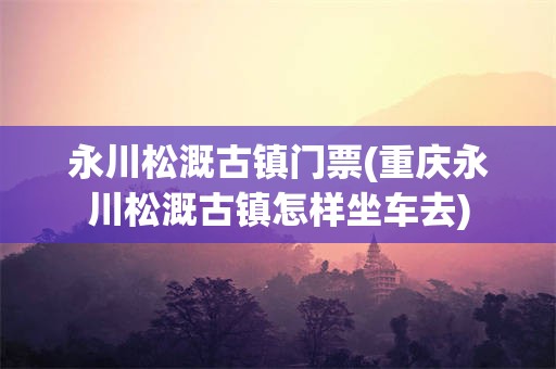 永川松溉古镇门票(重庆永川松溉古镇怎样坐车去)