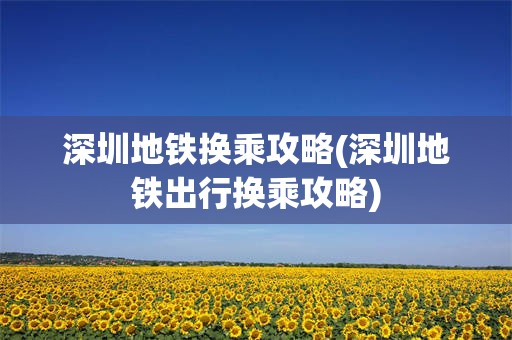 深圳地铁换乘攻略(深圳地铁出行换乘攻略)