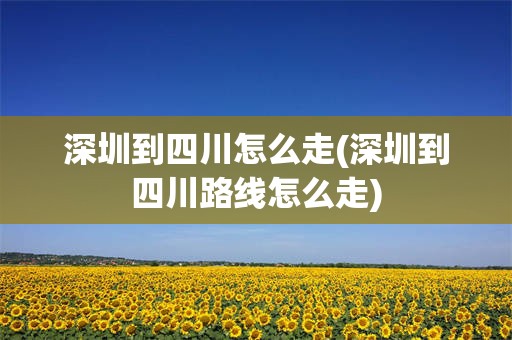 深圳到四川怎么走(深圳到四川路线怎么走)