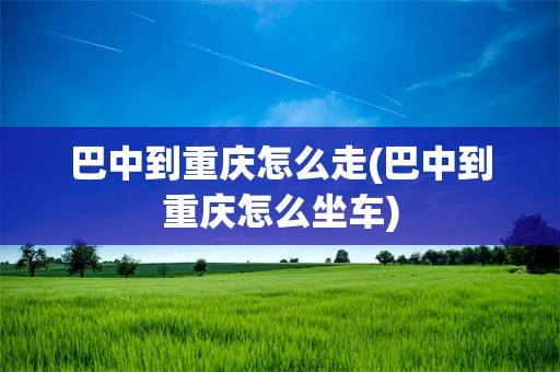 巴中到重庆怎么走(巴中到重庆怎么坐车)