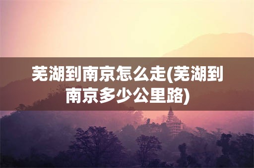 芜湖到南京怎么走(芜湖到南京多少公里路)