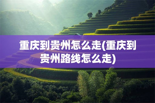 重庆到贵州怎么走(重庆到贵州路线怎么走)