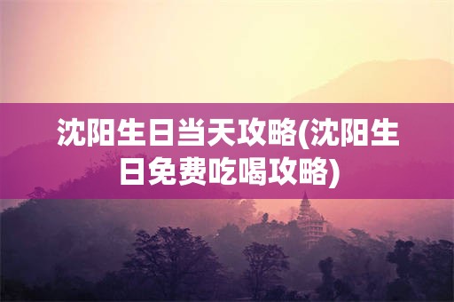 沈阳生日当天攻略(沈阳生日免费吃喝攻略)
