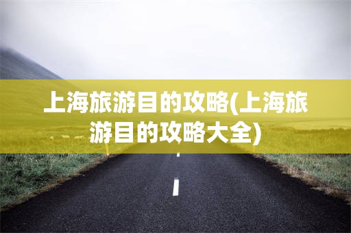 上海旅游目的攻略(上海旅游目的攻略大全)