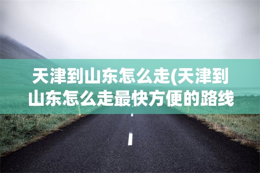 天津到山东怎么走(天津到山东怎么走最快方便的路线图)