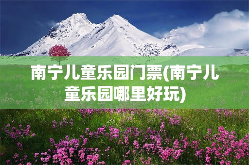南宁儿童乐园门票(南宁儿童乐园哪里好玩)