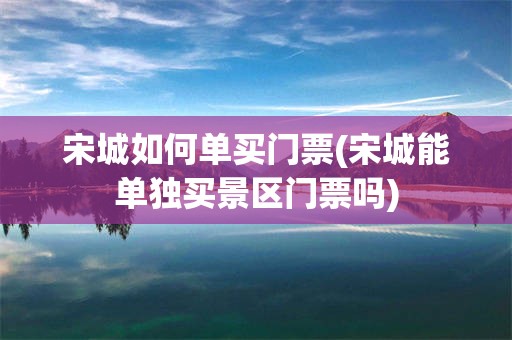 宋城如何单买门票(宋城能单独买景区门票吗)