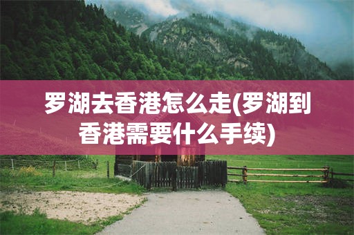 罗湖去香港怎么走(罗湖到香港需要什么手续)