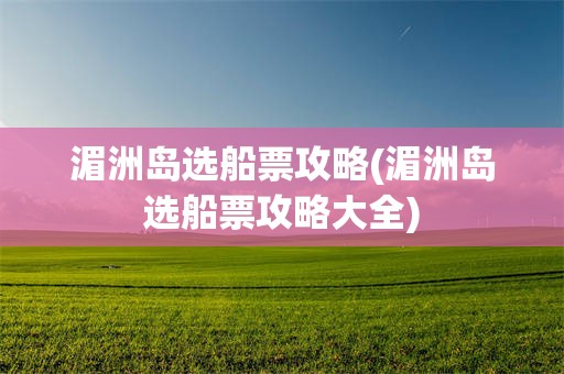 湄洲岛选船票攻略(湄洲岛选船票攻略大全)