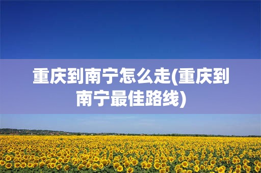 重庆到南宁怎么走(重庆到南宁最佳路线)