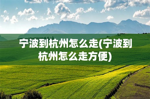 宁波到杭州怎么走(宁波到杭州怎么走方便)