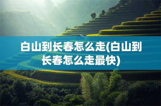 白山到长春怎么走(白山到长春怎么走最快)