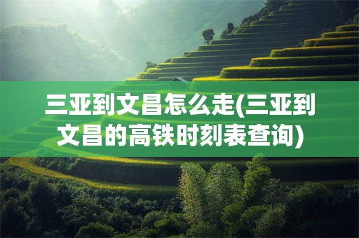 三亚到文昌怎么走(三亚到文昌的高铁时刻表查询)
