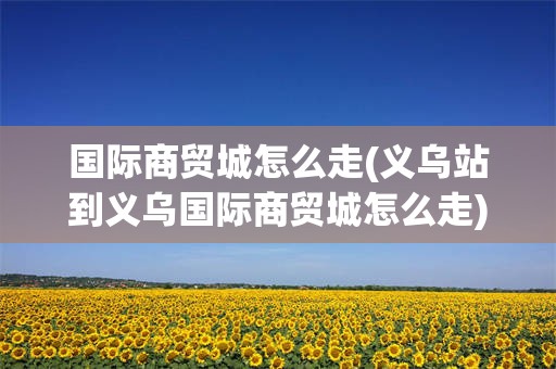国际商贸城怎么走(义乌站到义乌国际商贸城怎么走)