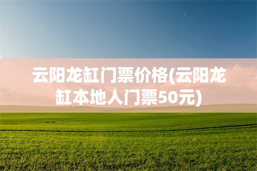 云阳龙缸门票价格(云阳龙缸本地人门票50元)
