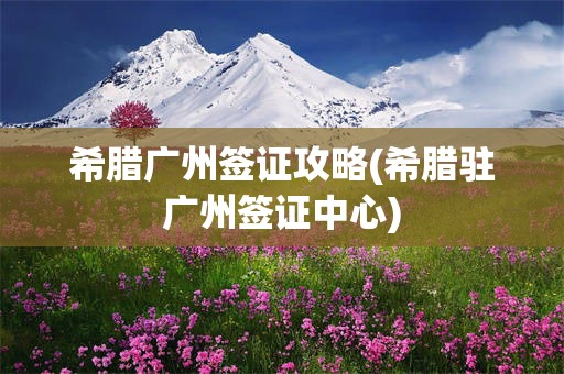 希腊广州签证攻略(希腊驻广州签证中心)