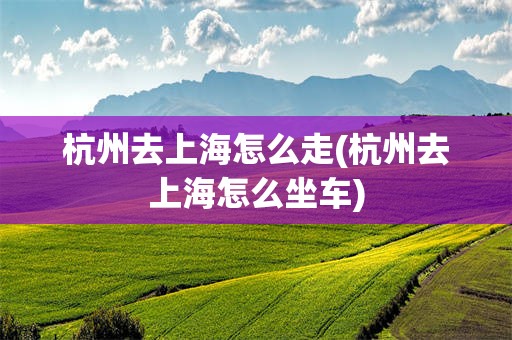 杭州去上海怎么走(杭州去上海怎么坐车)