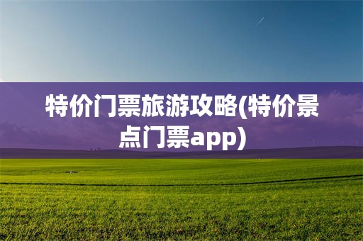 特价门票旅游攻略(特价景点门票app)