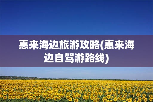 惠来海边旅游攻略(惠来海边自驾游路线)