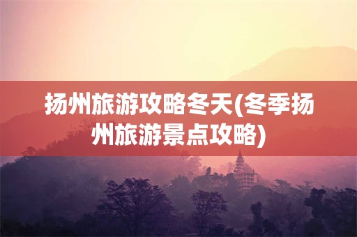 扬州旅游攻略冬天(冬季扬州旅游景点攻略)