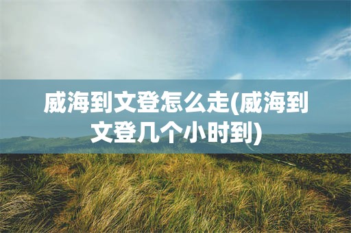 威海到文登怎么走(威海到文登几个小时到)