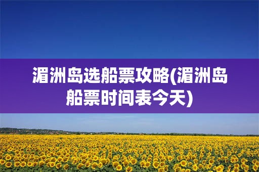 湄洲岛选船票攻略(湄洲岛船票时间表今天)