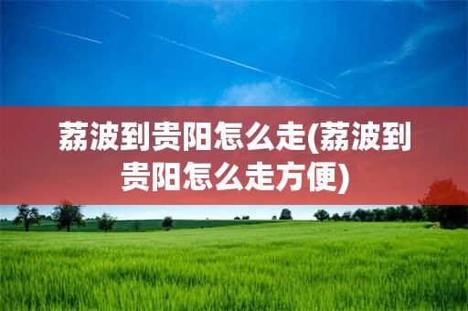 荔波到贵阳怎么走(荔波到贵阳怎么走方便)