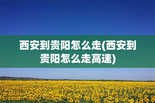 西安到贵阳怎么走(西安到贵阳怎么走高速)