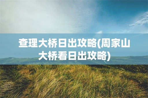 查理大桥日出攻略(周家山大桥看日出攻略)
