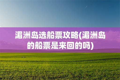 湄洲岛选船票攻略(湄洲岛的船票是来回的吗)