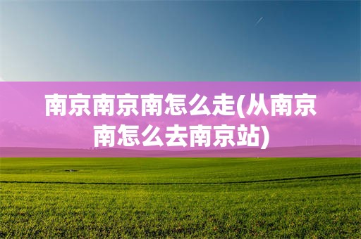 南京南京南怎么走(从南京南怎么去南京站)